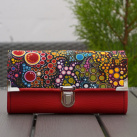 Peněženka červené bubliny 19x10cm, 18 karet, na fotky