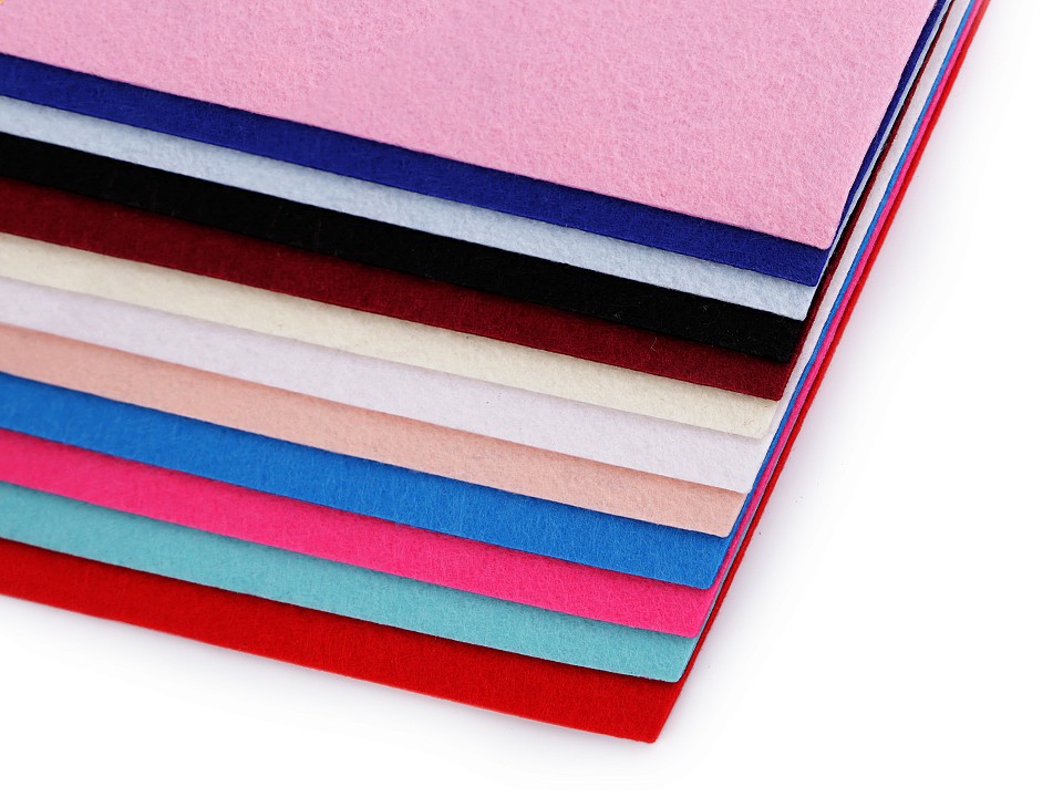 Dekorativní filc / plsť 20x30 cm (12ks) - mix