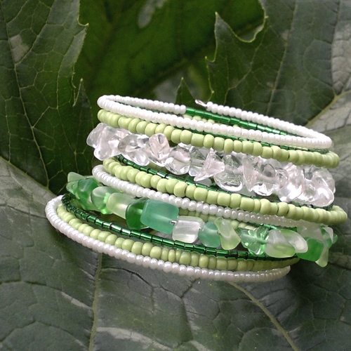 Fluoritovo-křišťálový náramek