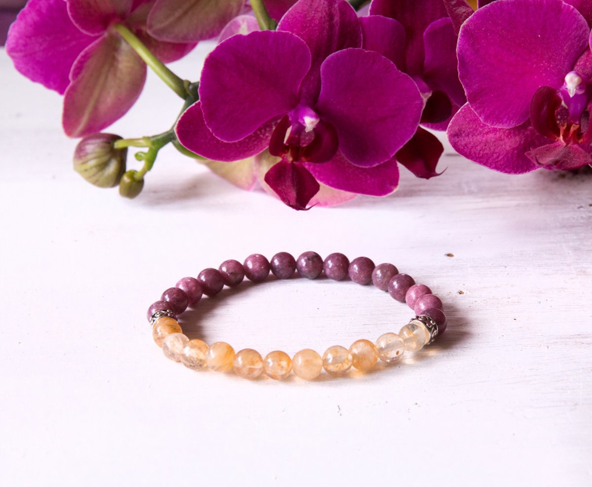 Energetický náramek - Lepidolit a Citrín