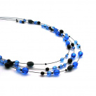 Královsky modrý třířadý náhrdelník 