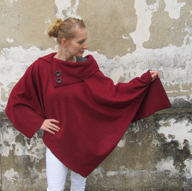 DÁMSKÉ PONČO - TOP KVALITA - BORDÓ