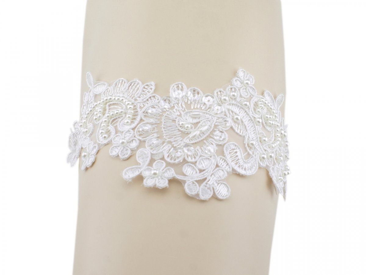 Svatební podvazek krajkový ivory pro nevěstu ZT