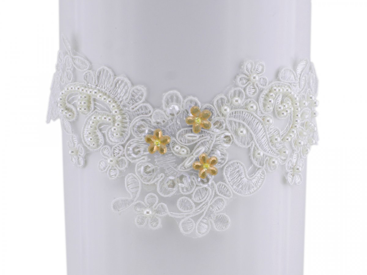 Svatební podvazek krajkový ivory pro nevěstu ZS4