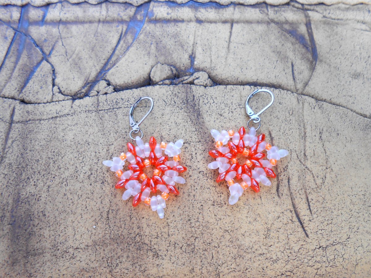 Náušnice šité trojúhelníčky (205-18)