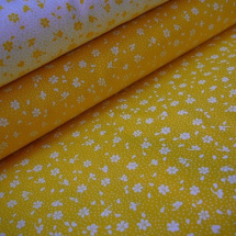 Bavlněná látka - metráž - bílá kytička na žluté - š. 160 cm