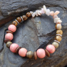 Minerálový náramek opál, jaspis, dřevo