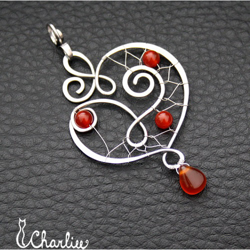 Tepaný přívěsek - KARNEOL+ACHÁT- hypoalergenní