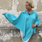 DÁMSKÉ PONČO - TOP KVALITA - TYRKYSOVĚ MODRÁ