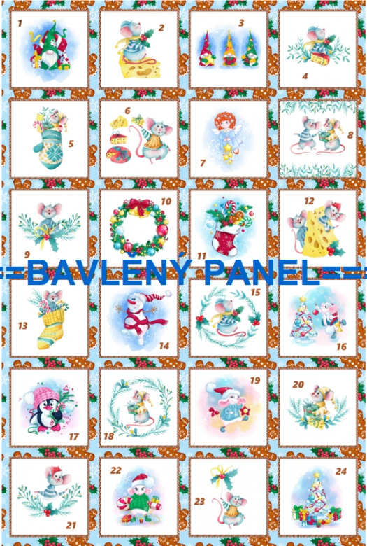 BAVLNĚNÝ PANEL / I NA ADVENTNÍ KALENDÁŘ/ 40X60 cm  AKN126 - SKLADEM