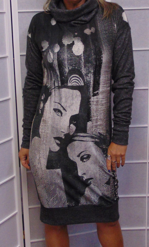 Šaty s rolákem tváře S - XXL