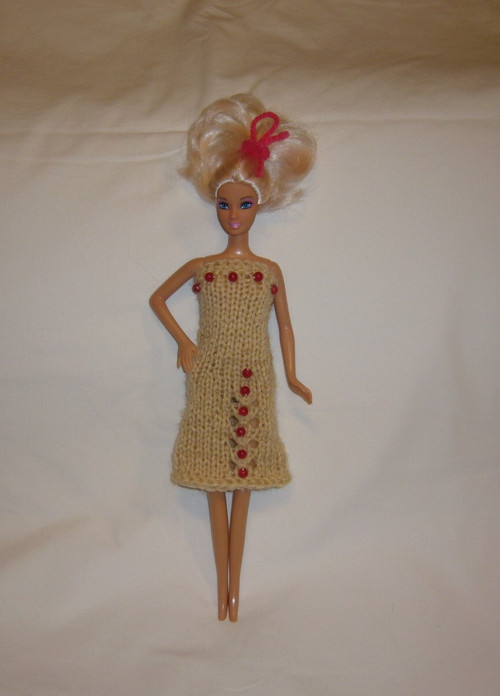 Barbie - šatičky béžové s korálky (20_21)