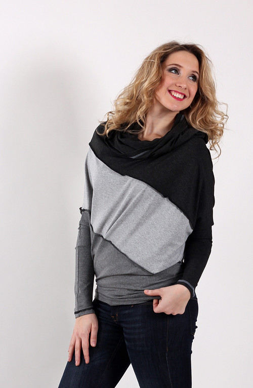 Asymetrické minišaty/ tunika 3 odstíny šedé