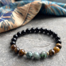Onyx, tygří oko, africký jaspis - náramek  