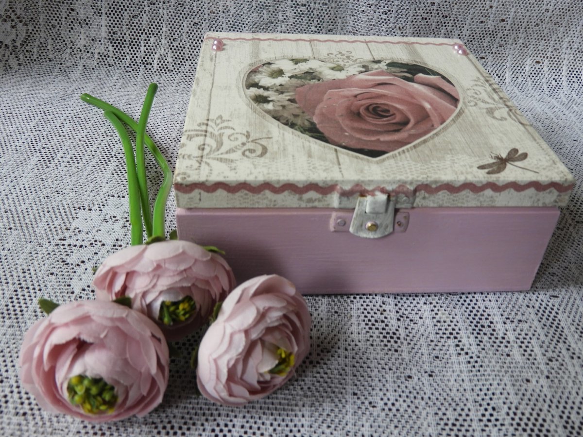 Krabička dárková, svatební Srdíčko růže větší