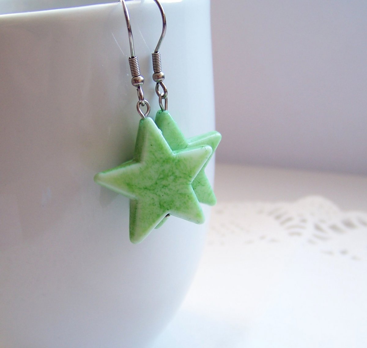 Zeleňoučké hvězdy - náušnice z chirurgické oceli