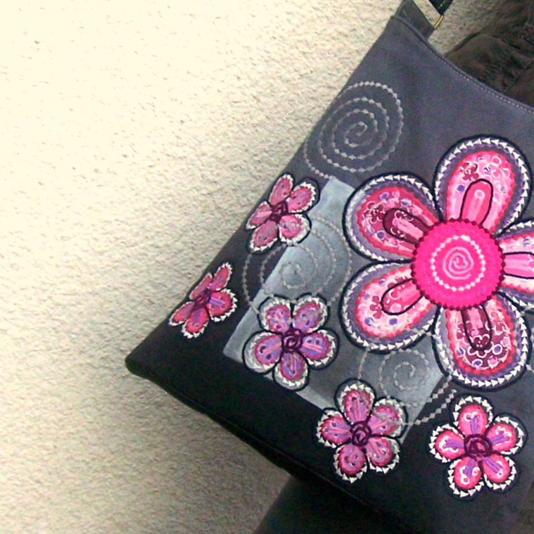 Kabela přes rameno - Šedá s růžovou