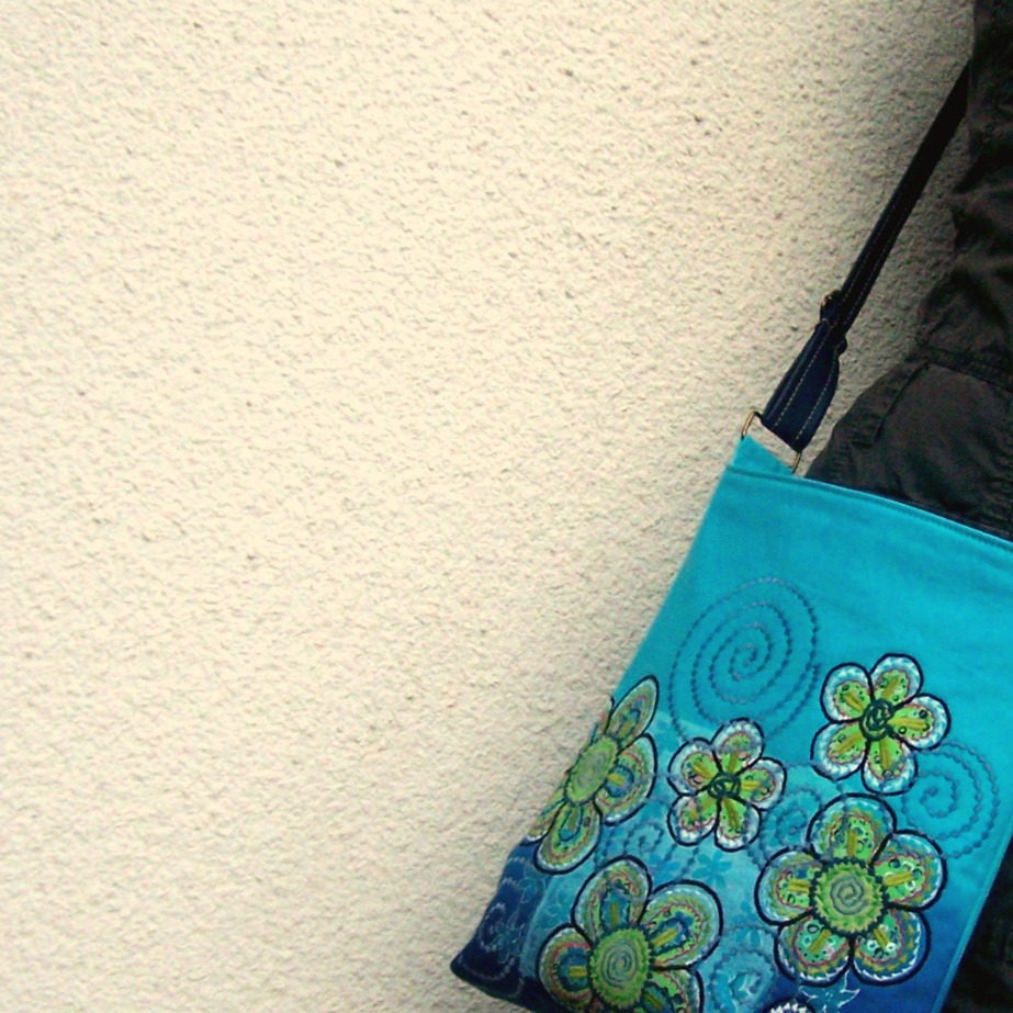 Kabela přes rameno - Tyrkys a zelená