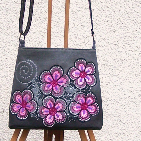 Kabelka malá - Šedá s růžovou