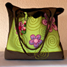 Nákupní taška - Květy na limetkové