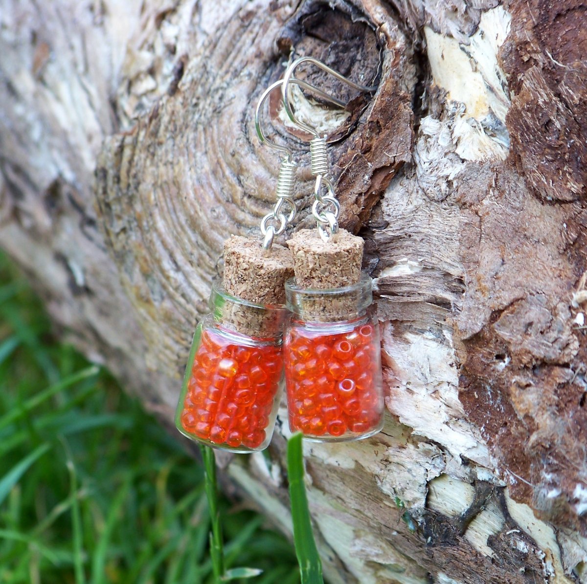 Oranžová lahvička - náušnice