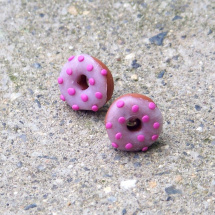 Citrónové donuty s růžovými posypky - náušnice