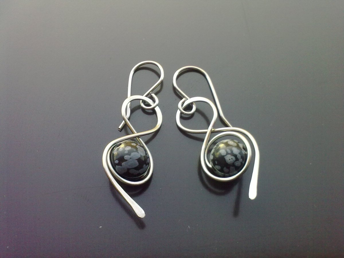 náušnice-obsidián 1- hypoalergení