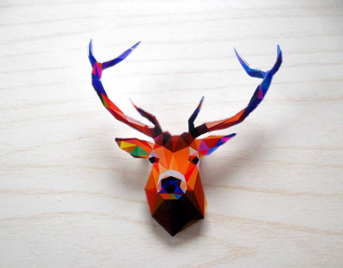 Duhový jelen - autorská, originální brož