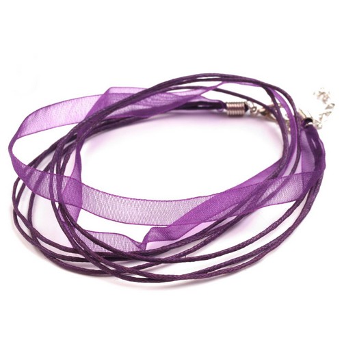 Bavlněná šňůrka s karabinkou a stužkou - 45cm