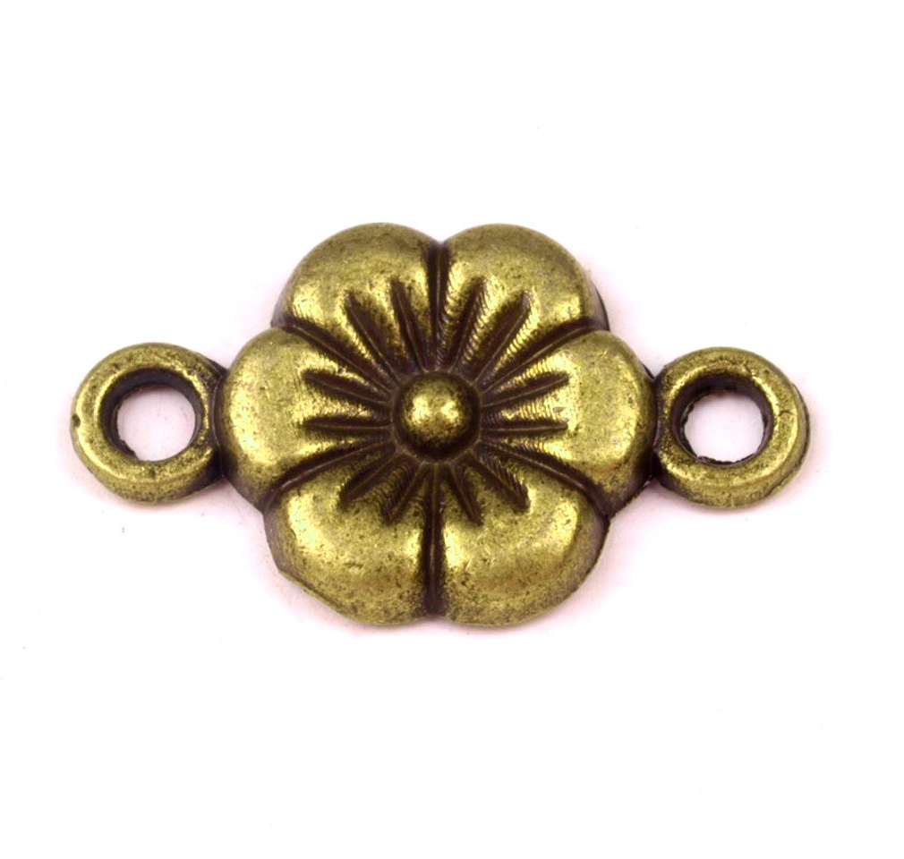 Spojovací díl květ 17x10x2 mm - 4 ks -staromosaz