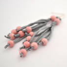 Šedo-růžové náušnice hedvábí-dřevo 10070787