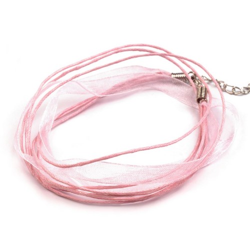 Bavlněná šňůrka s karabinkou a stužkou - 45cm