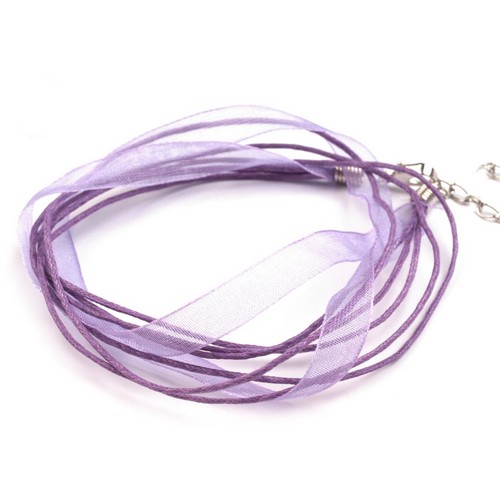 Bavlněná šňůrka s karabinkou a stužkou - 45cm