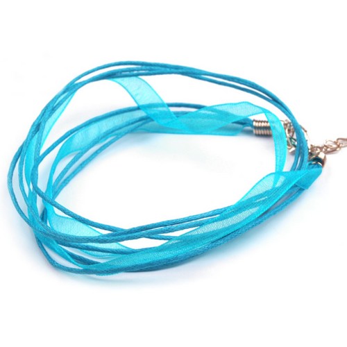 Bavlněná šňůrka s karabinkou a stužkou - 45cm