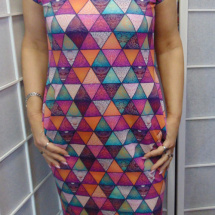 Šaty s kapsami - trojúhelníky, velikost M (bavlna)