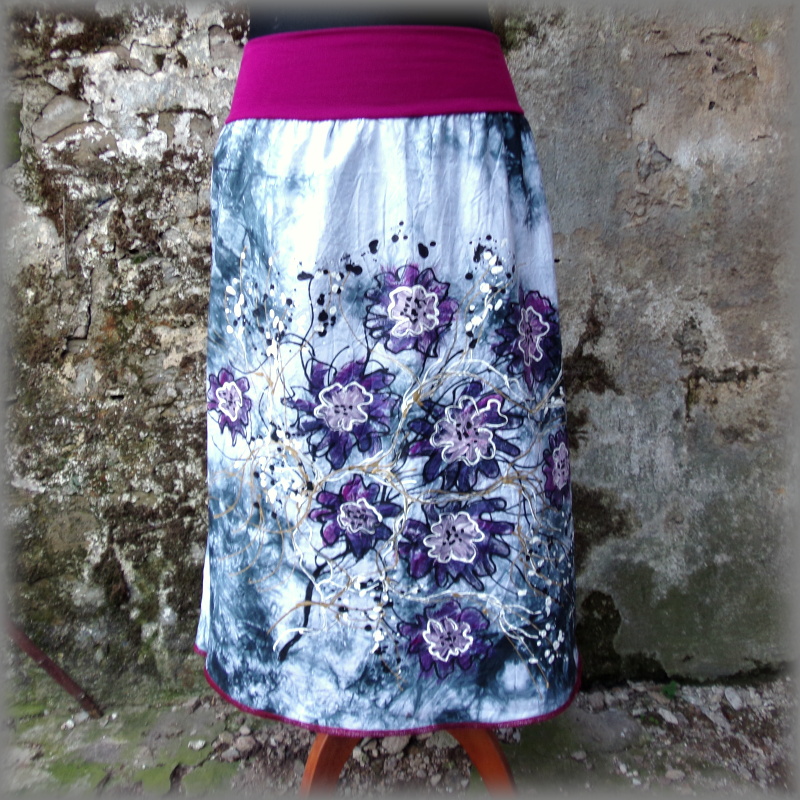 Sukně s batikou a ruční malbou