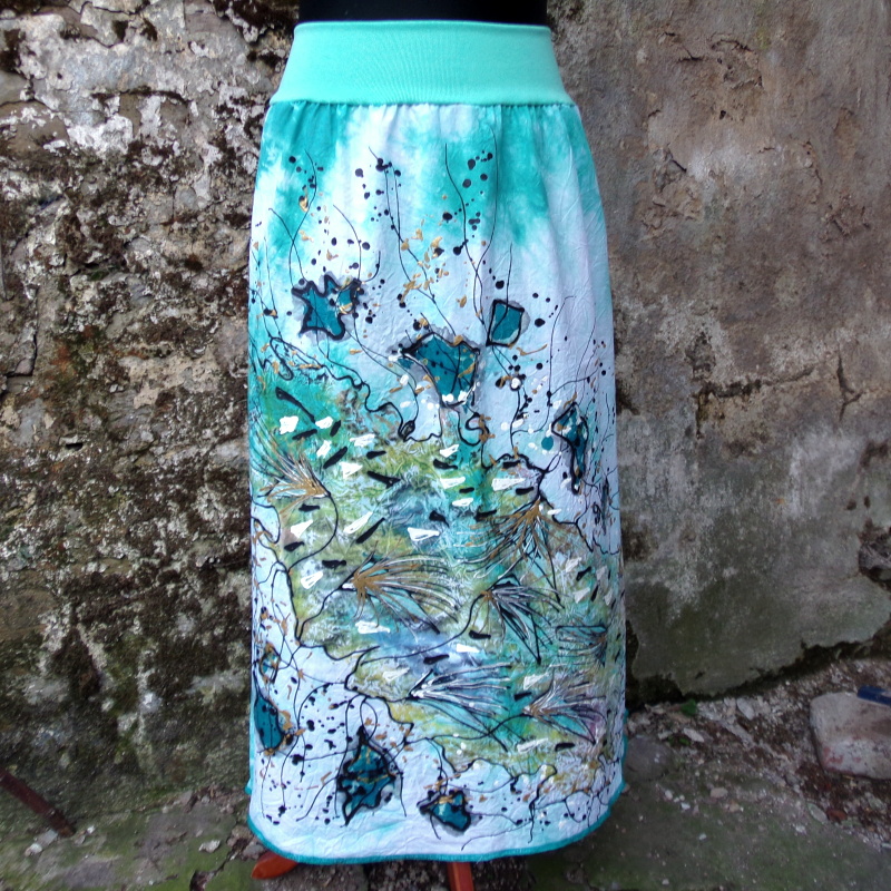 Sukně s batikou a ruční malbou