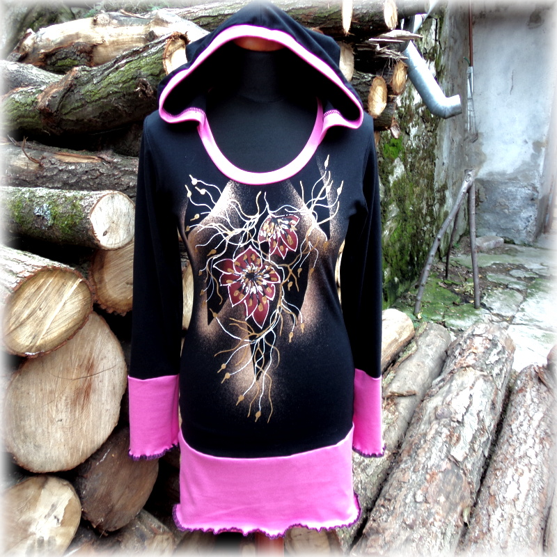 Tunika vrstvený efekt,kapuce,S/M