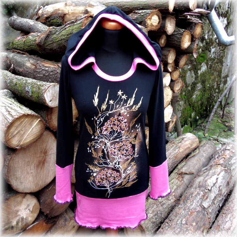 Tunika vrstvený efekt,kapuce,S/M