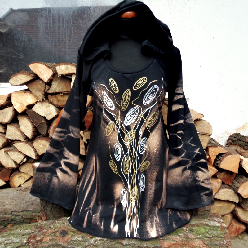 Tunika,široké rukávy,skřítkovská kapuce,XL,XXL