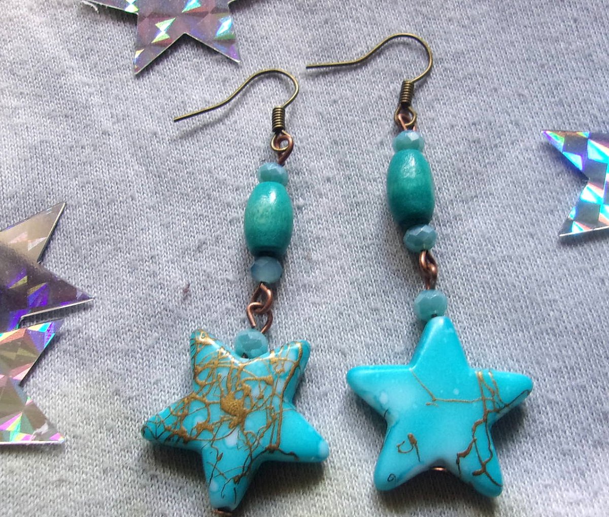Náušnice Tyrkysové hvězdičky.