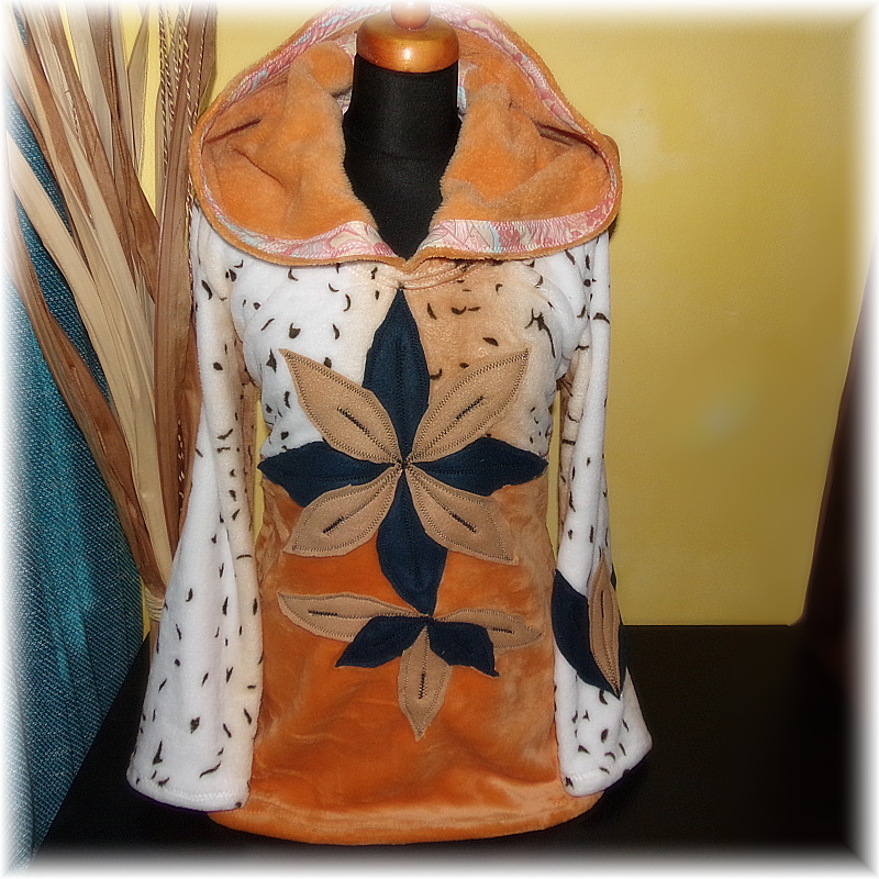 Mikina teplá,aplikace,coral fleece-XL,XXL