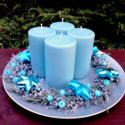 Velký tyrkysový svícen na starostříbrném talíři