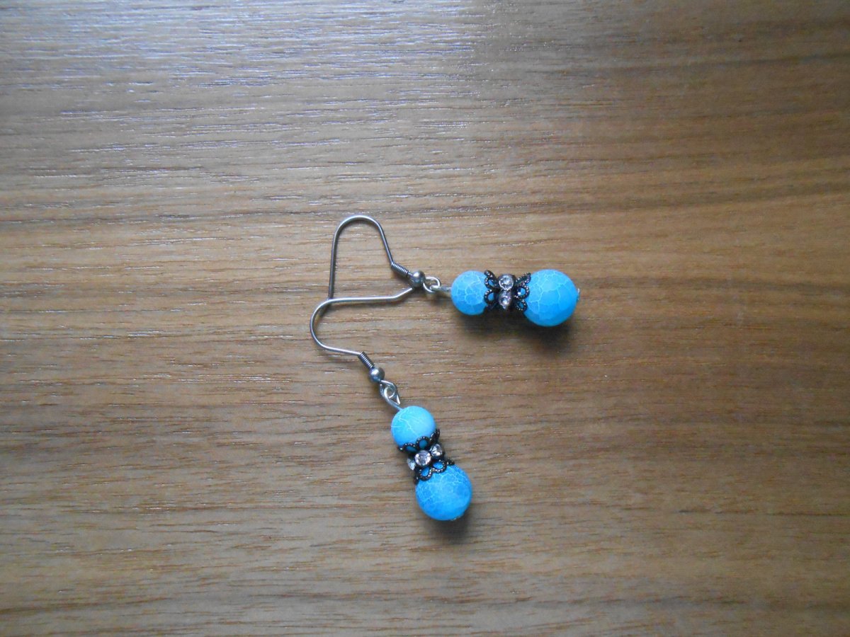 Náušnice s modrotyrkysovým dračím achátem 