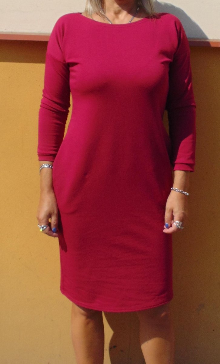 Šaty s kapsami - barva sangria nebo výběr barev (teplákovina)