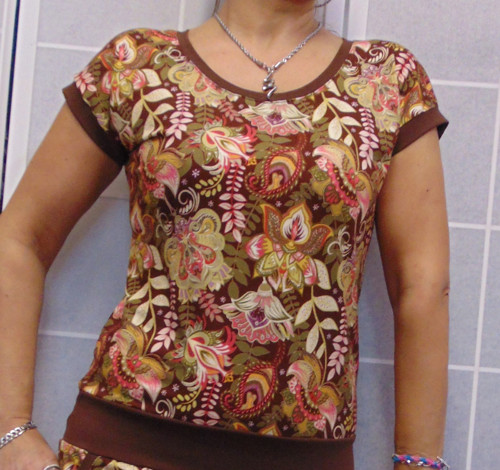 Tričko kašmír s hnědou XS - XXXL