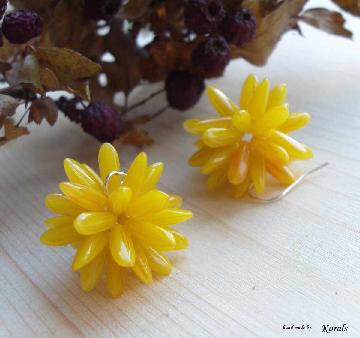 Náušnice "Mořský ježek" žlutý 1019