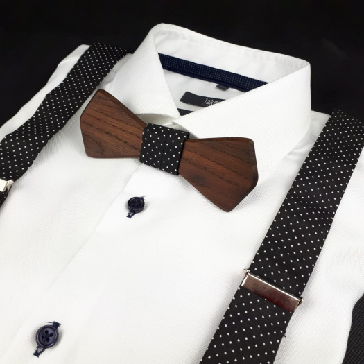 Set Dřevěný Motýlek a Šle - černý