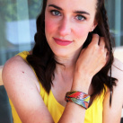 Peříčko, kožený ručně malovaný náramek