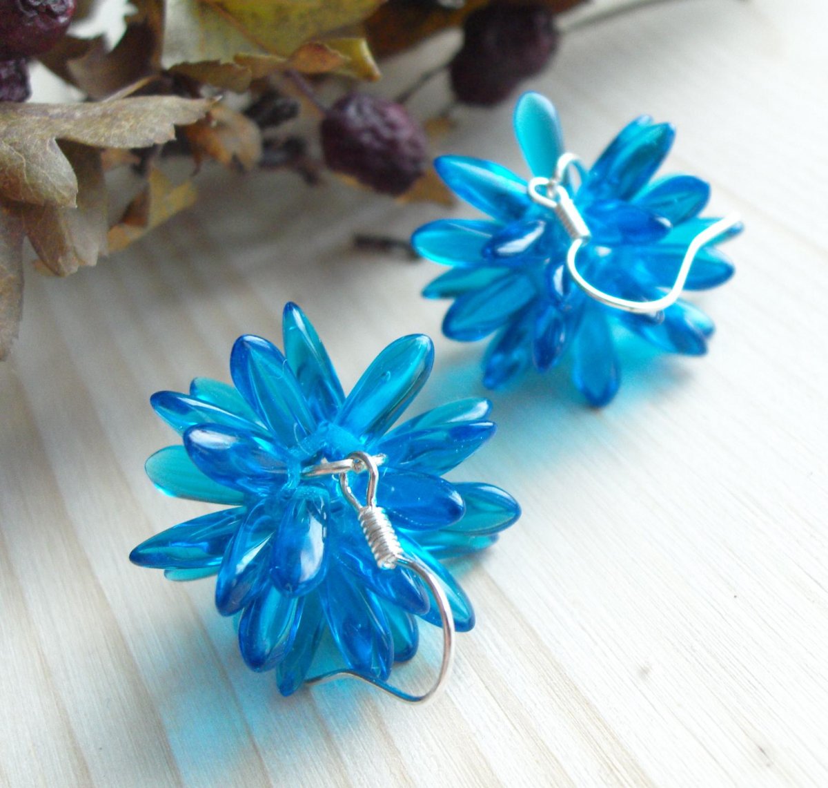 Náušnice Mořský ježek modré 1023